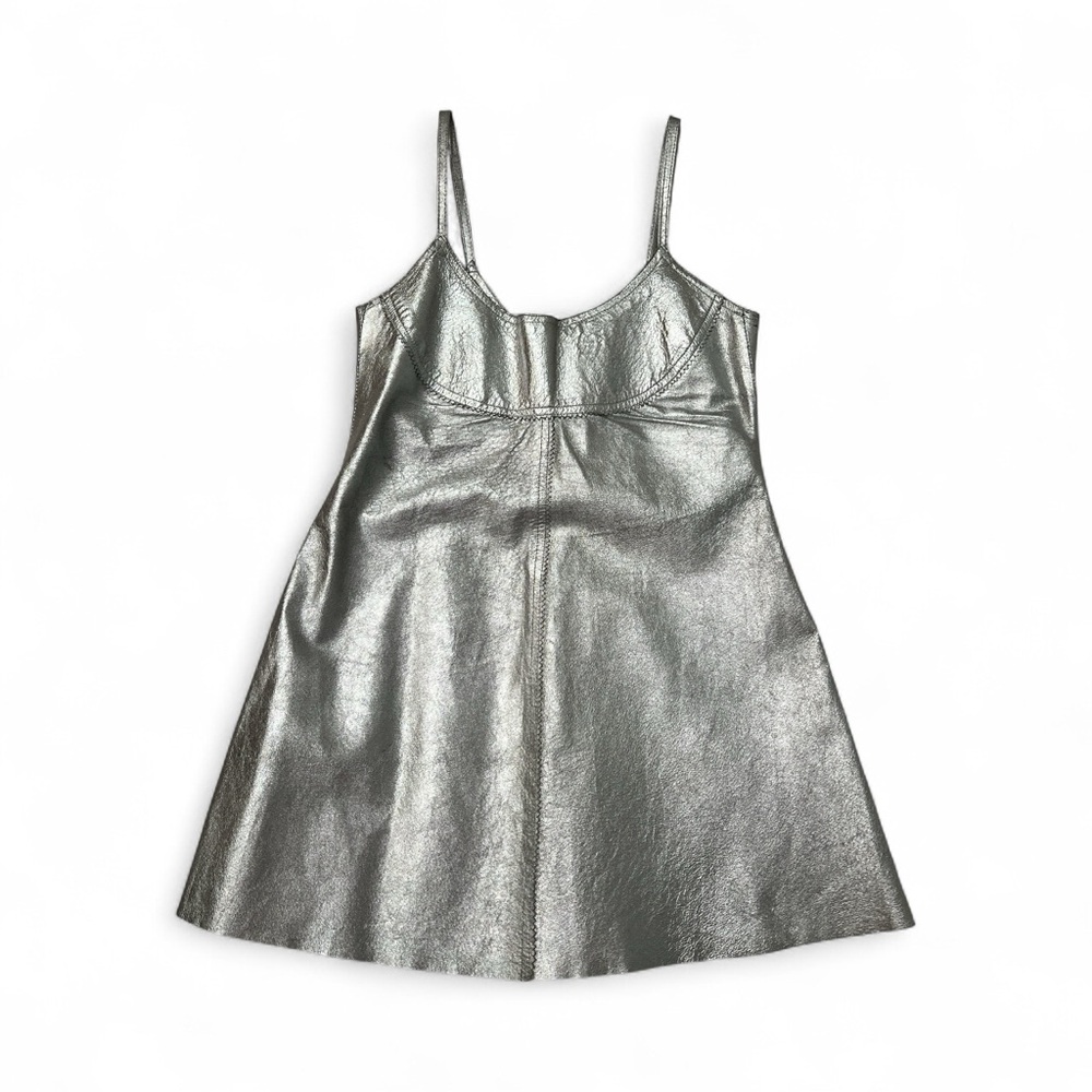 Jill Stuart Silver Silver Leather Dress